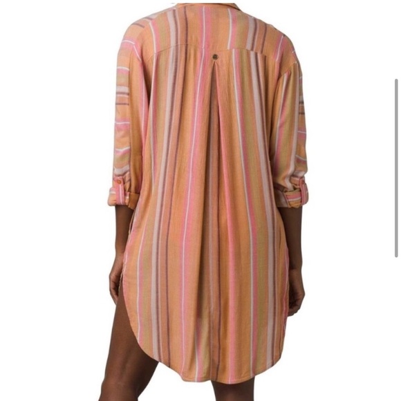 Prana Long Sleeve Tencel Scheena Tunic Shirt WR4 Cacti Soleil Stripe Small - Picture 3 of 10